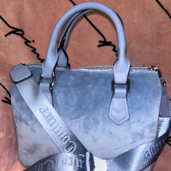 JUICY COUTURE Bag Obsession Satchel - Blue Rhinestones Velour - Picture 2 of 6